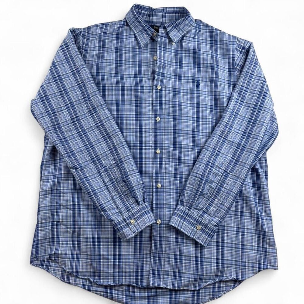 Polo Ralph Lauren Men’s XL Blue Plaid Button Down Shirt Classic Fit
